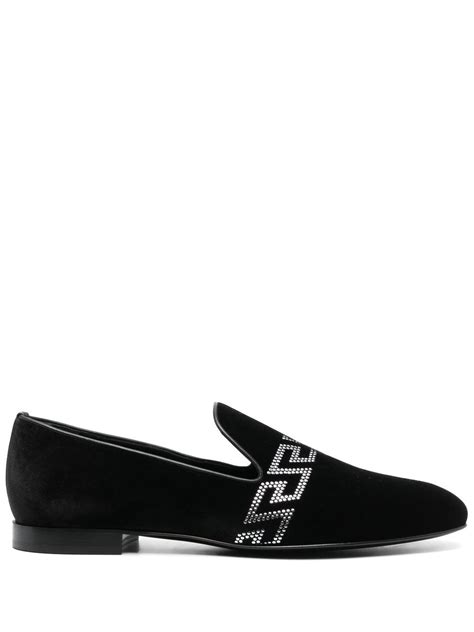 versace loafers black leather|versace velvet loafers.